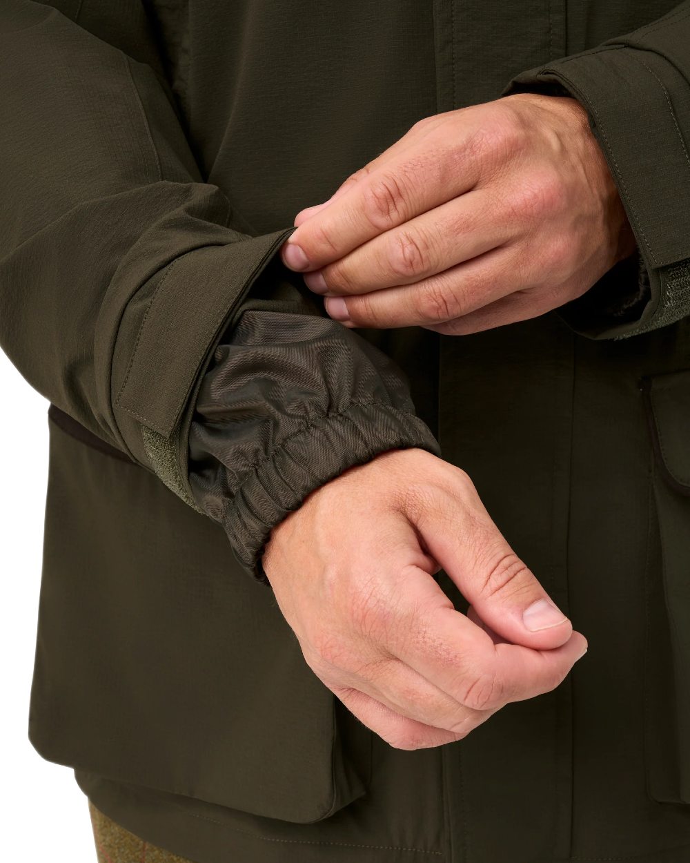 Olive coloured Alan Paine Mens Willsden Waterproof Coat on white background 
