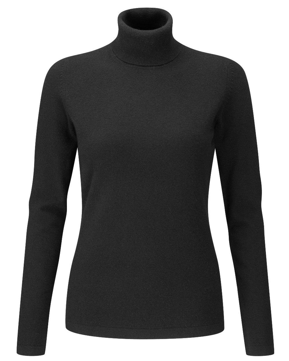 Black coloured Alan Paine Rebecca Ladies Roll Neck Jumper on white background 