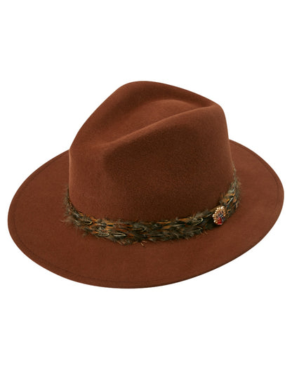 Saffron coloured Alan Paine Richmond Ladies Fedora on white background 