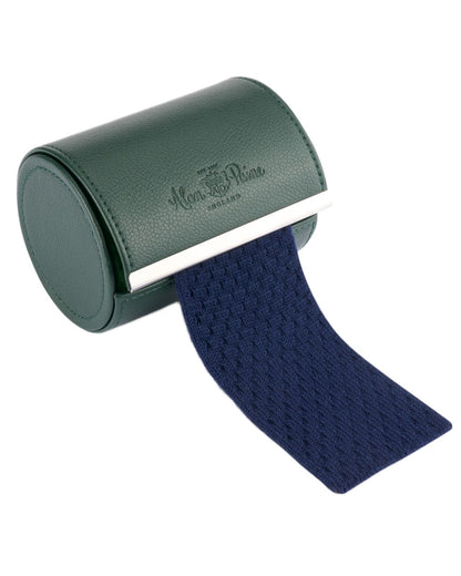 Navy coloured Alan Paine Ripon Knitted Tie on white background 
