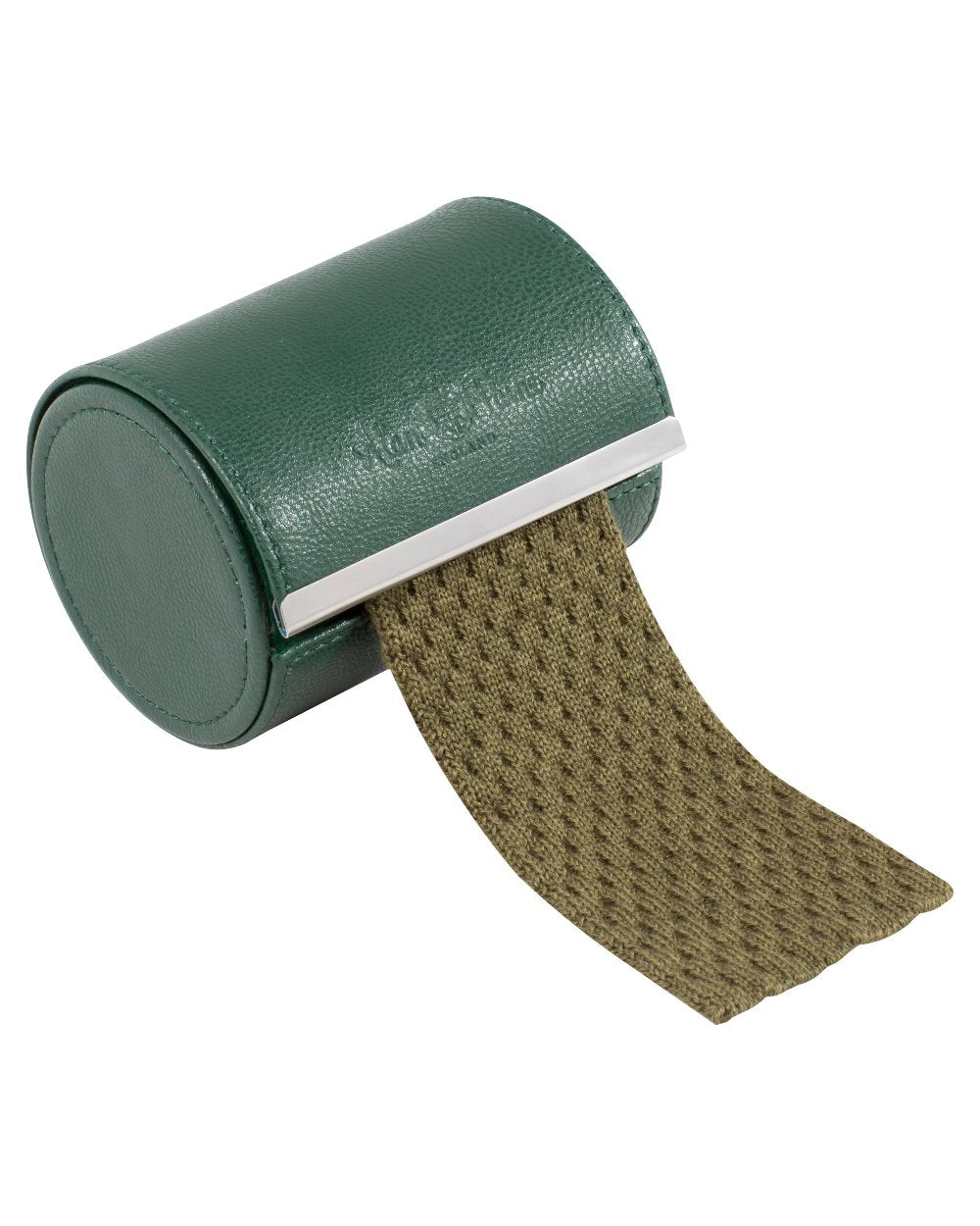 Olive coloured Alan Paine Ripon Knitted Tie on white background 