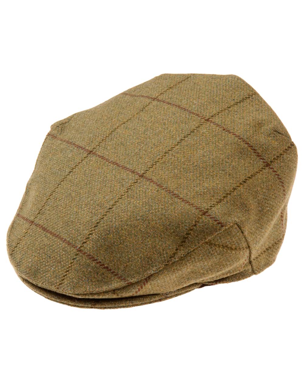 Lichen coloured Alan Paine Rutland Childrens Tweed Flat Cap on white background 