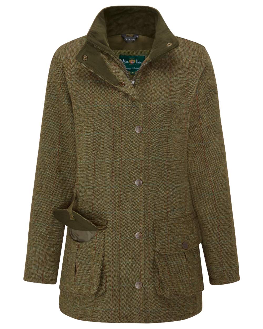 Hemp coloured Alan Paine Rutland Ladies Waterproof Tweed Jacket on white background 