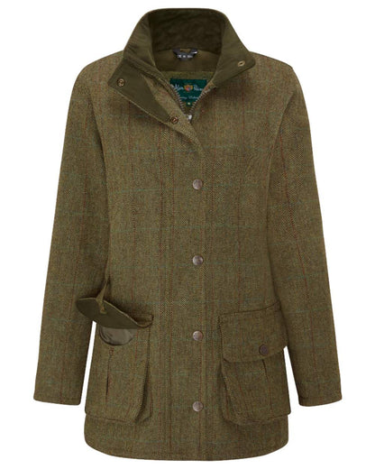 Hemp coloured Alan Paine Rutland Ladies Waterproof Tweed Jacket on white background 