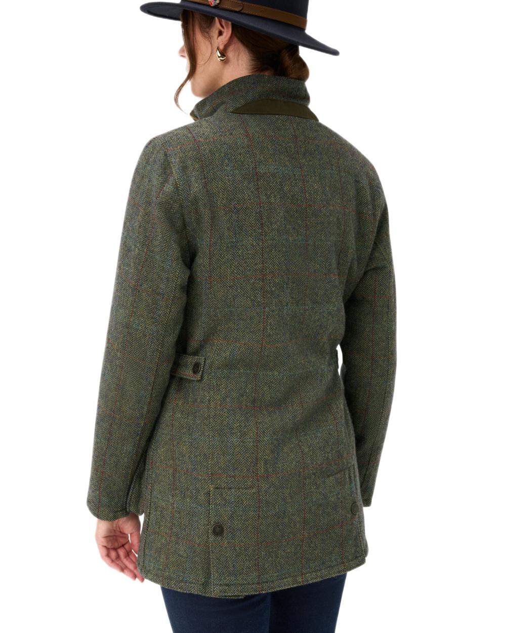 Juniper coloured Alan Paine Rutland Ladies Waterproof Tweed Jacket on white background 