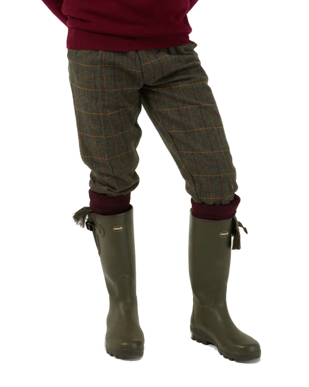 Fern coloured Alan Paine Rutland Tweed Breeks on white background 