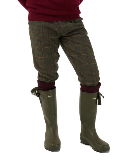 Fern coloured Alan Paine Rutland Tweed Breeks on white background 