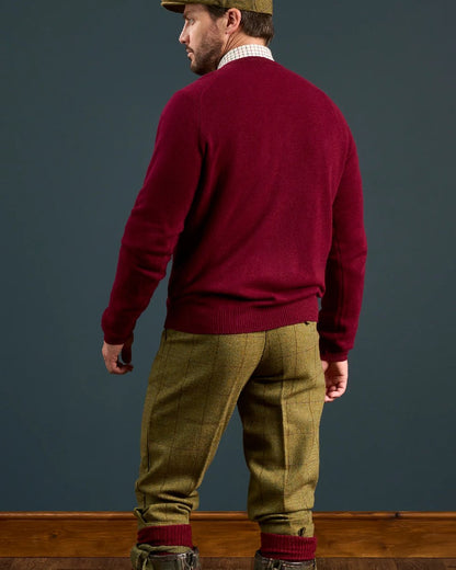 Lichen coloured Alan Paine Rutland Tweed Breeks on indoor background 