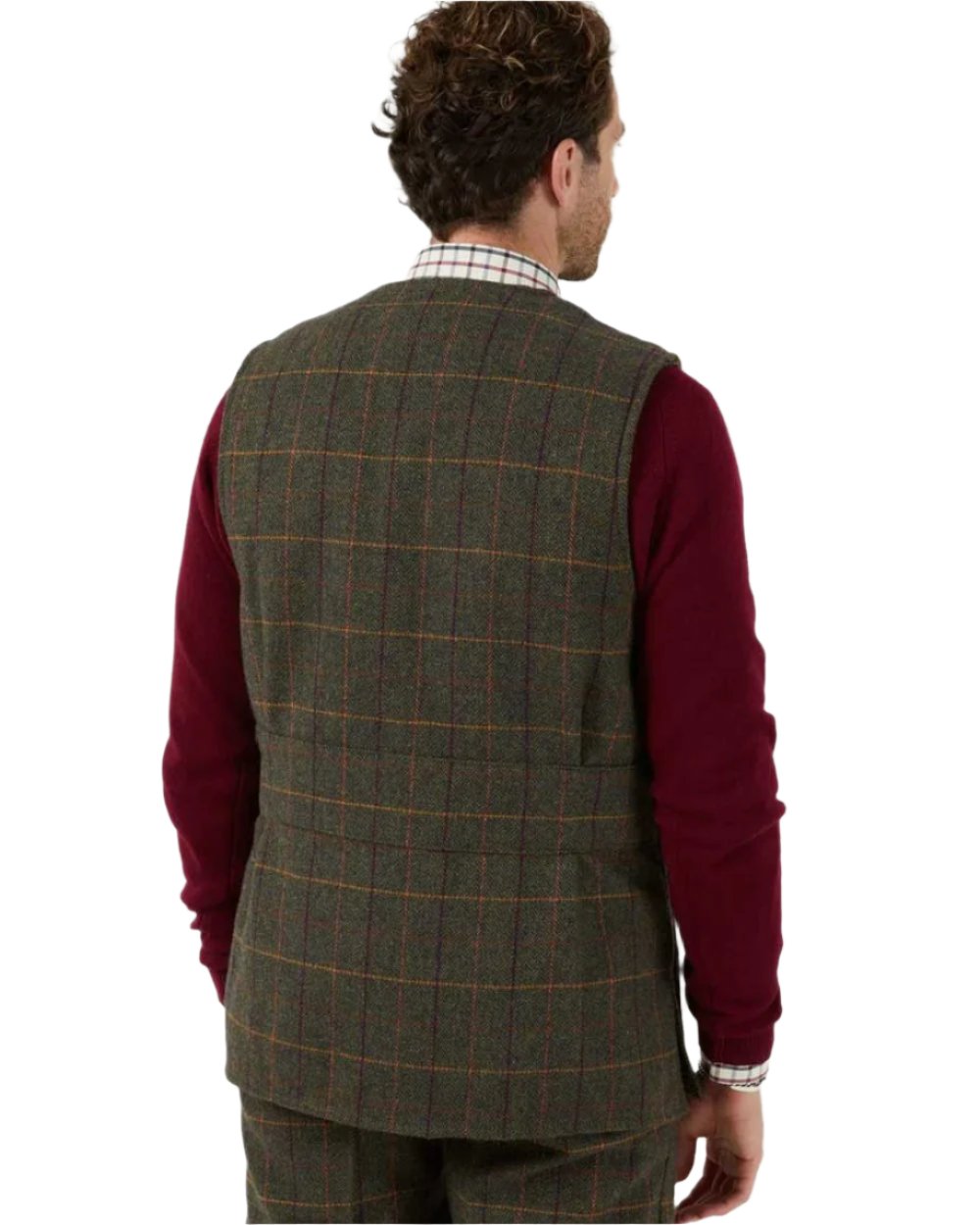 Fern coloured Alan Paine Rutland Tweed Shooting Waistcoat on white background 