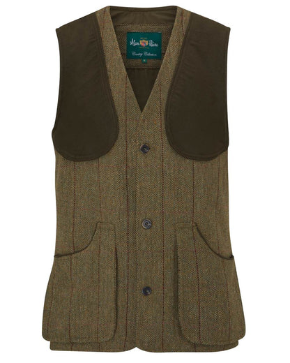 Oak coloured Alan Paine Rutland Tweed Shooting Waistcoat on white background 