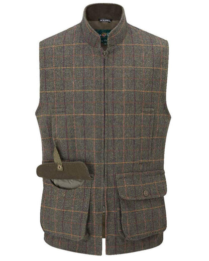 Fern coloured Alan Paine Rutland Tweed Waistcoat on white background 