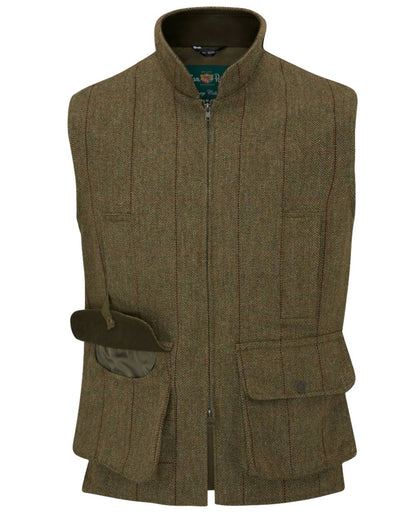 Oak coloured Alan Paine Rutland Tweed Waistcoat on white background 