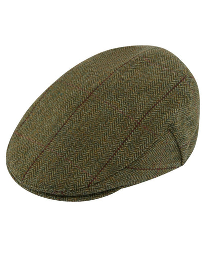 Oak coloured Alan Paine Rutland Waterproof Tweed Flat Cap on white background 