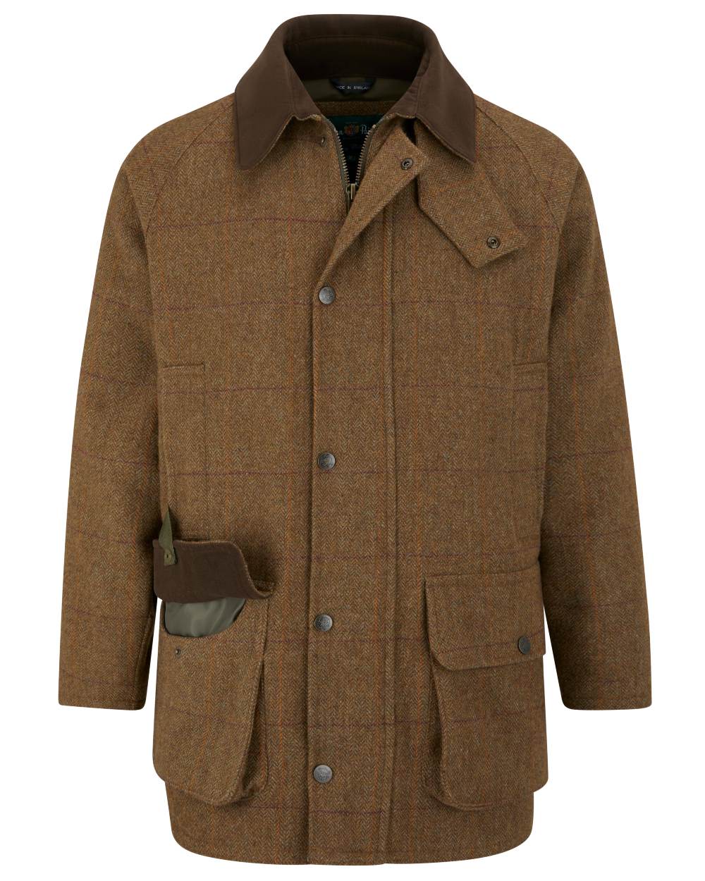 Birch coloured Alan Paine Rutland Waterproof Tweed Shooting Coat on white background 