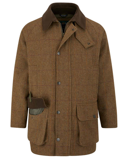Birch coloured Alan Paine Rutland Waterproof Tweed Shooting Coat on white background 