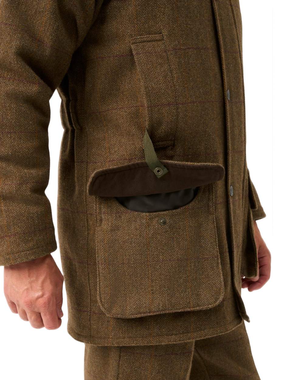 Birch coloured Alan Paine Rutland Waterproof Tweed Shooting Coat on white background 