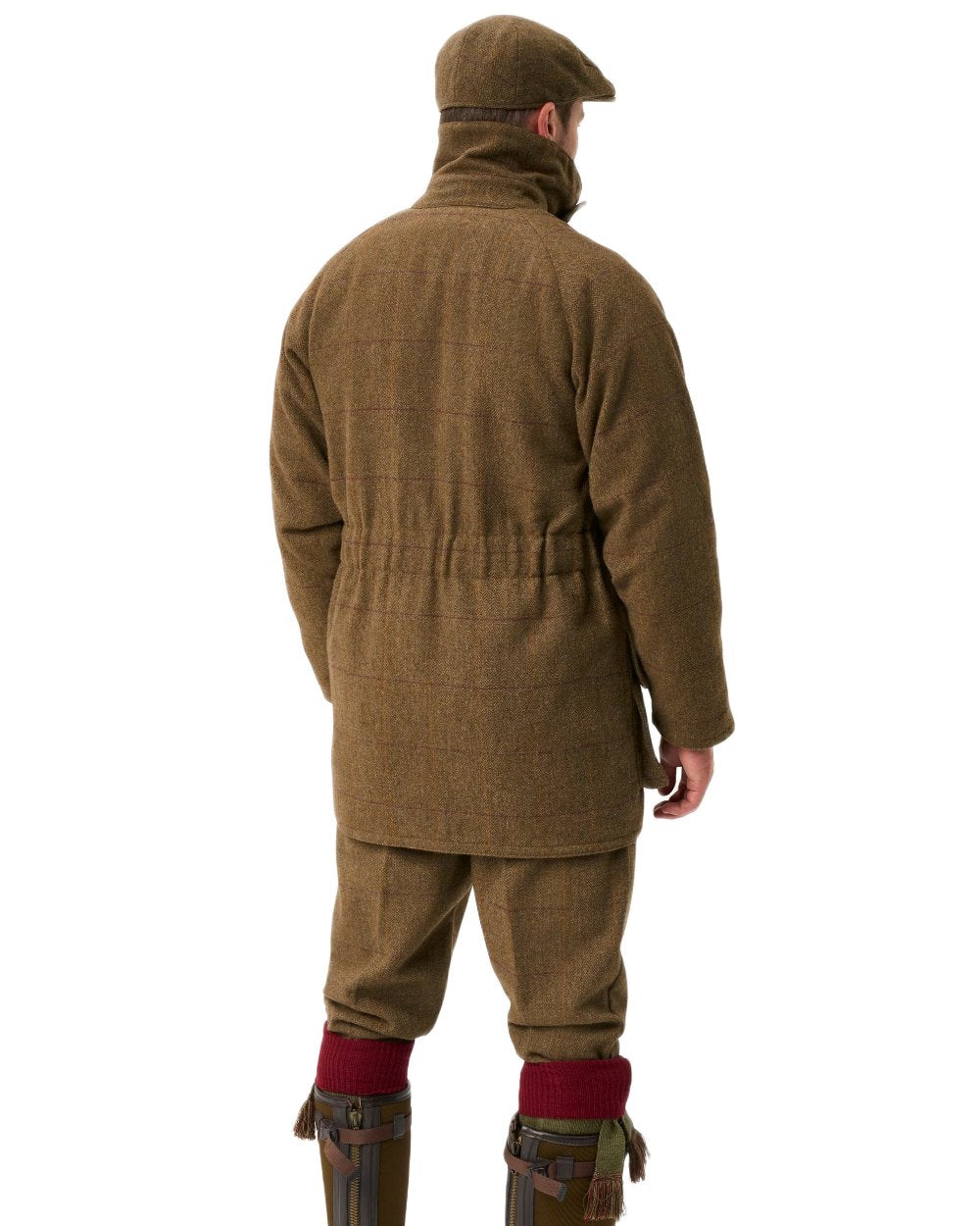 Birch coloured Alan Paine Rutland Waterproof Tweed Shooting Coat on white background 