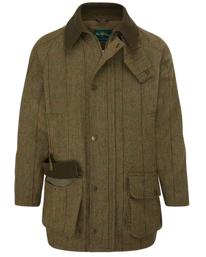 Oak coloured Alan Paine Rutland Waterproof Tweed Shooting Coat on white background 