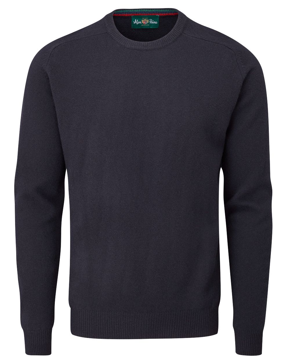 Navy coloured Alan Paine Streetly Crew Neck Jumper on white background 