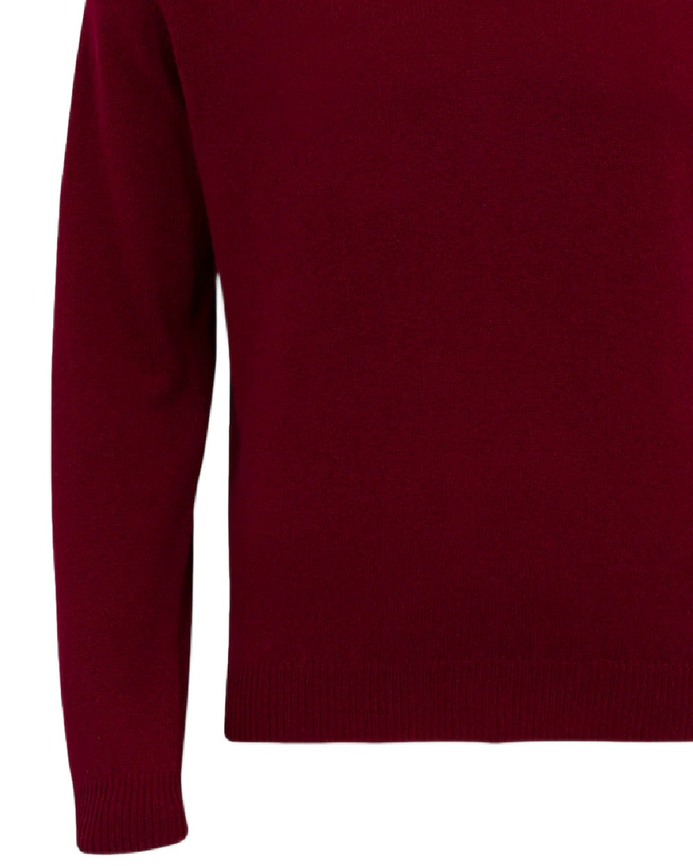 Bordeaux coloured Alan Paine Streetly Lambswool V Neck Jumper on white background 
