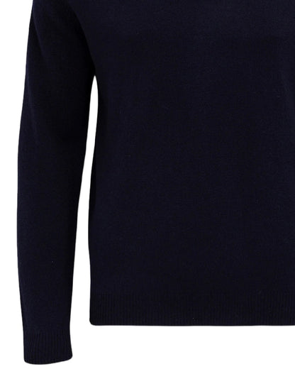 Navy coloured Alan Paine Streetly Lambswool V Neck Jumper on white background 
