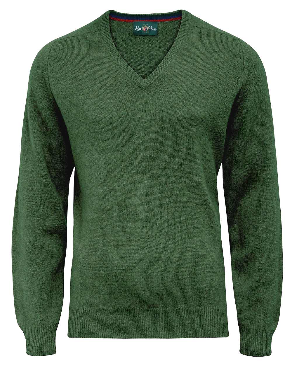 Rosemary coloured Alan Paine Streetly Lambswool V Neck Jumper on white background 