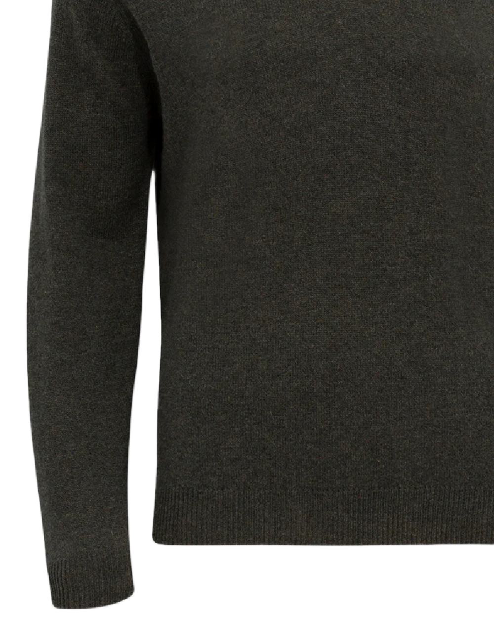 Seaweed coloured Alan Paine Streetly Lambswool V Neck Jumper on white background 