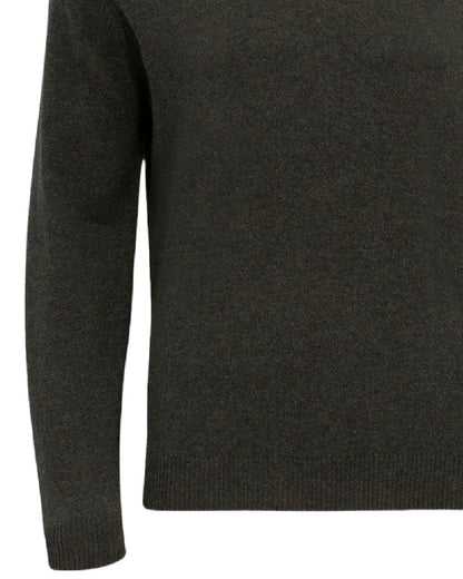 Seaweed coloured Alan Paine Streetly Lambswool V Neck Jumper on white background 