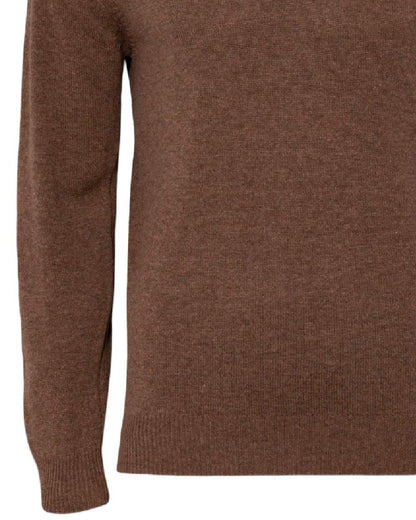 Tabocco coloured Alan Paine Streetly Lambswool V Neck Jumper on white background 