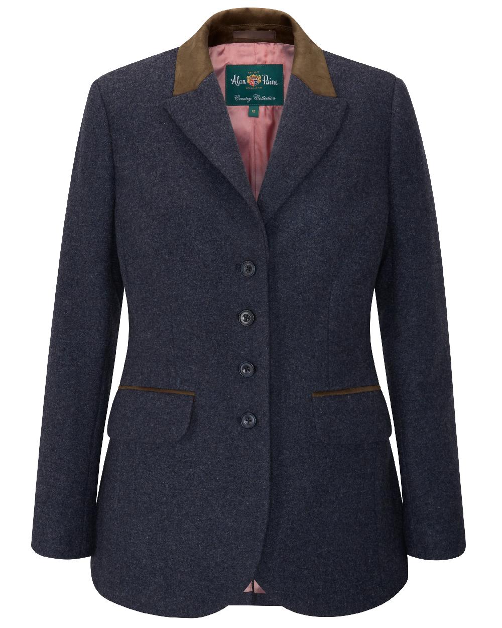 Blue coloured Alan Paine Surrey Ladies Tweed Blazer on white background 
