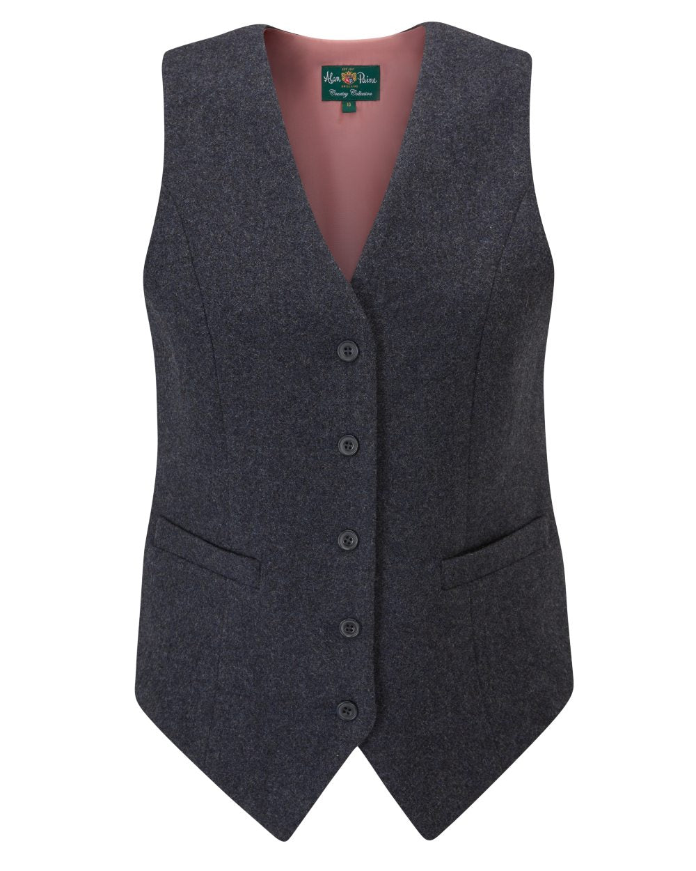 Blue coloured Alan Paine Surrey Ladies Waistcoat on white background 