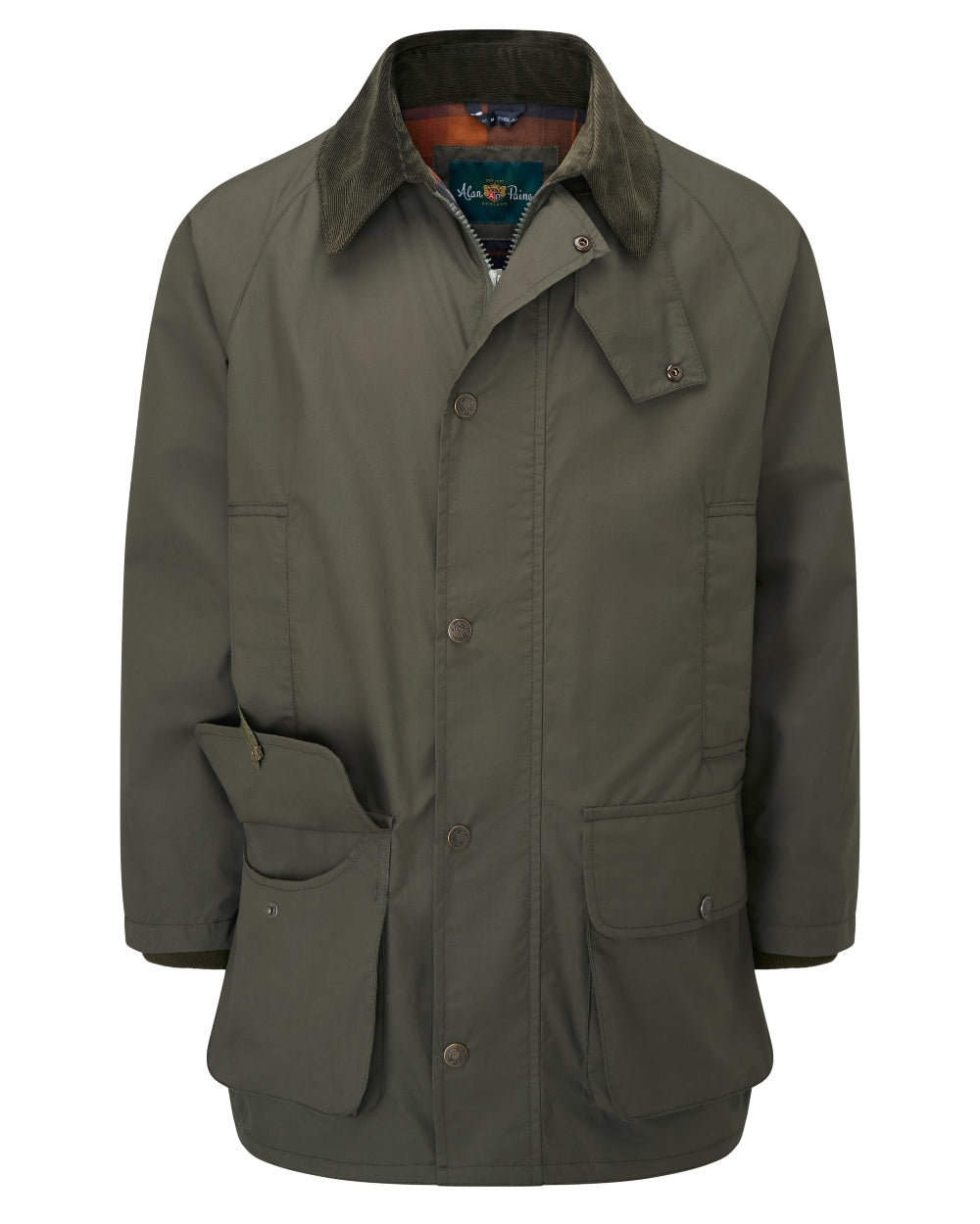 Olive coloured Alan Paine Surrey Mens Jacket on white background 