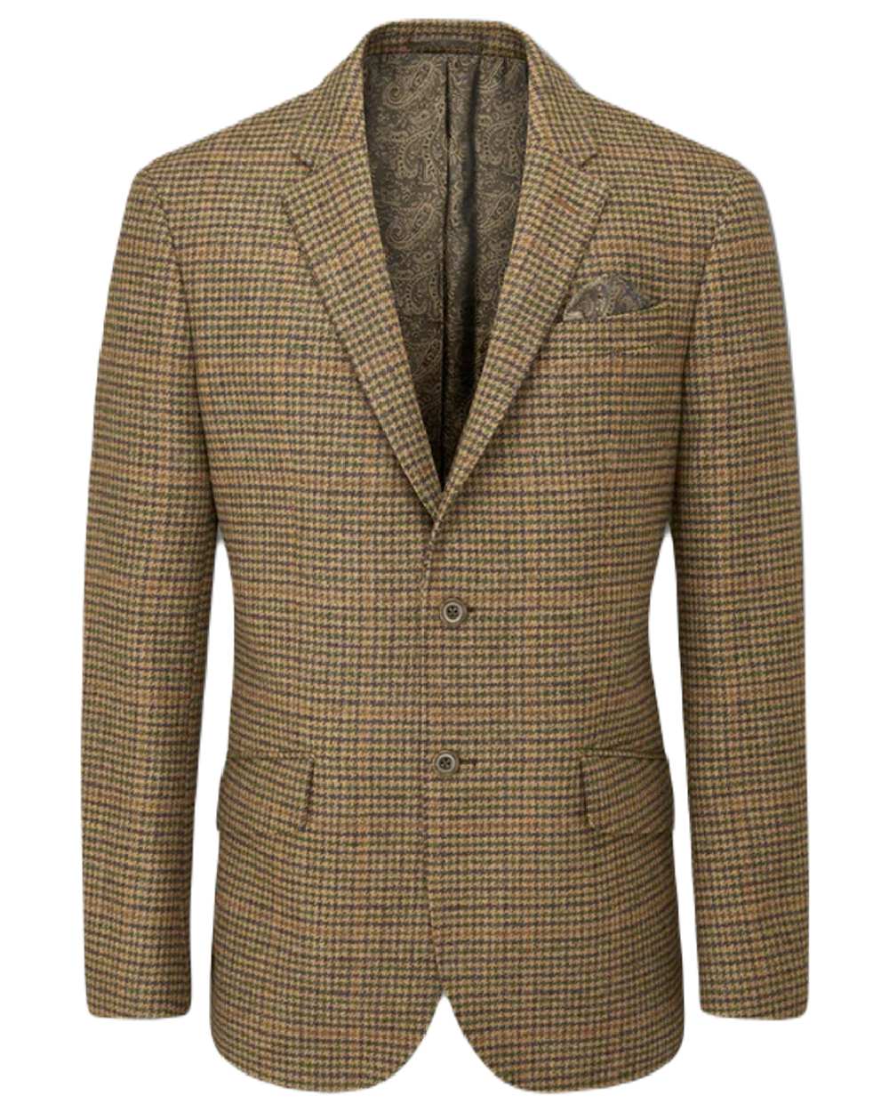 Sycamore coloured Alan Paine Surrey Mens Tweed Lined Blazer on white background 