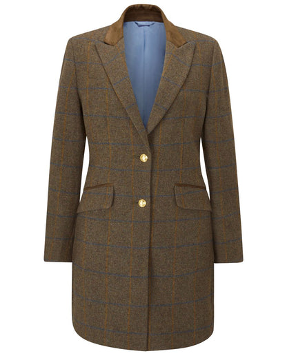 Seabrook coloured Alan Paine Surrey Mid-Thigh Tweed Coat on white background 