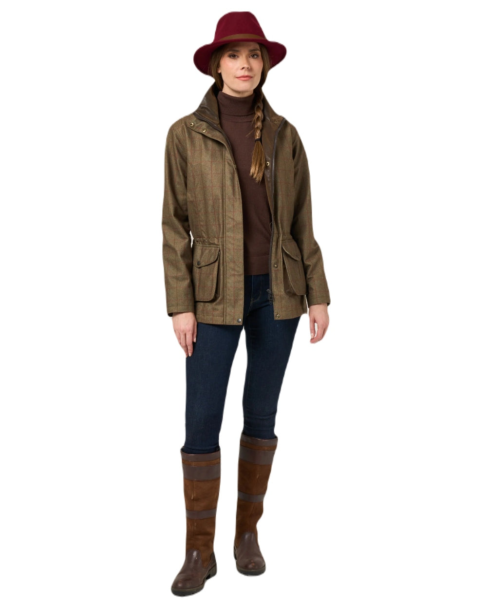 Pine coloured Alan Paine Womens Didsmere Coat on white background 