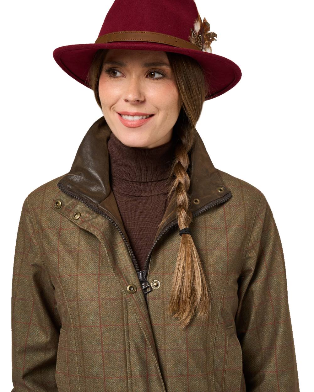 Pine coloured Alan Paine Womens Didsmere Coat on white background 