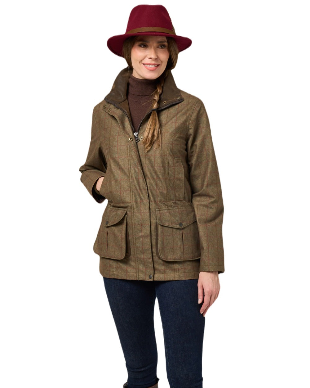 Pine coloured Alan Paine Womens Didsmere Coat on white background 