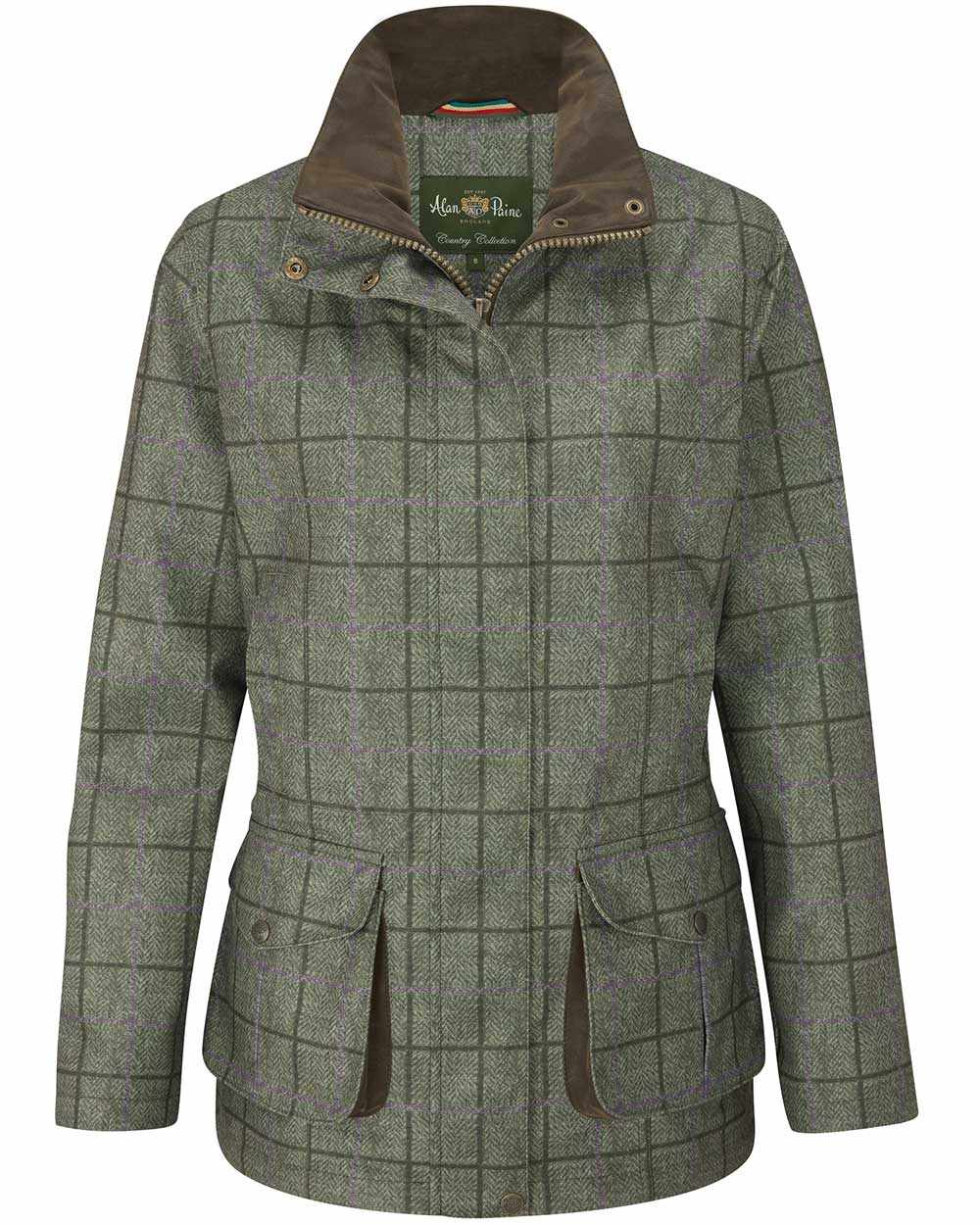 Seagrass coloured Alan Paine Womens Didsmere Coat on white background 