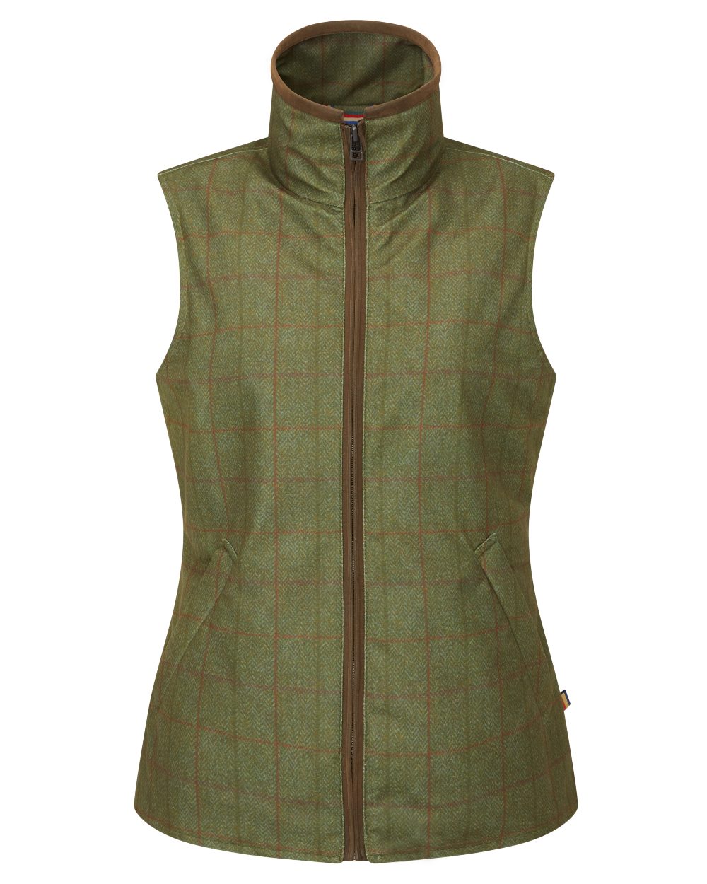 Pine coloured Alan Paine Womens Didsmere Gilet on white background 