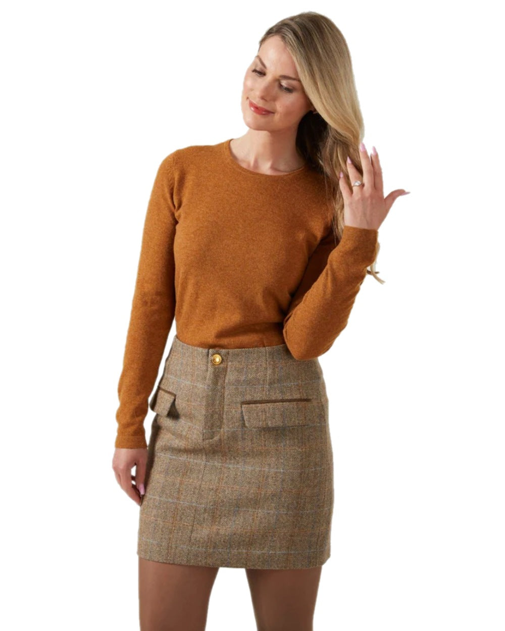 Hazelwood Coloured Alan Paine Womens Surrey Skirt on white background 