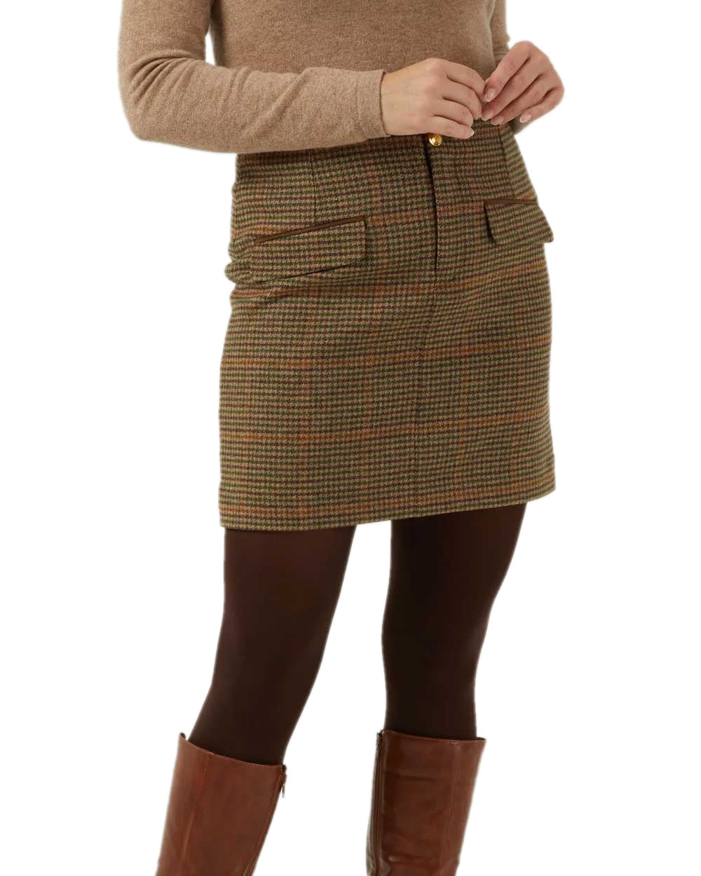 Sycamore Coloured Alan Paine Womens Surrey Skirt on white background 