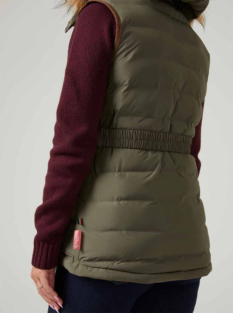 Back view Alan Paine Calsall Ladies Waistcoat in Olive 