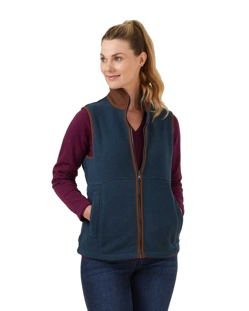 Alan Paine Aylsham Ladies Fleece Gilet in Blue Steel 