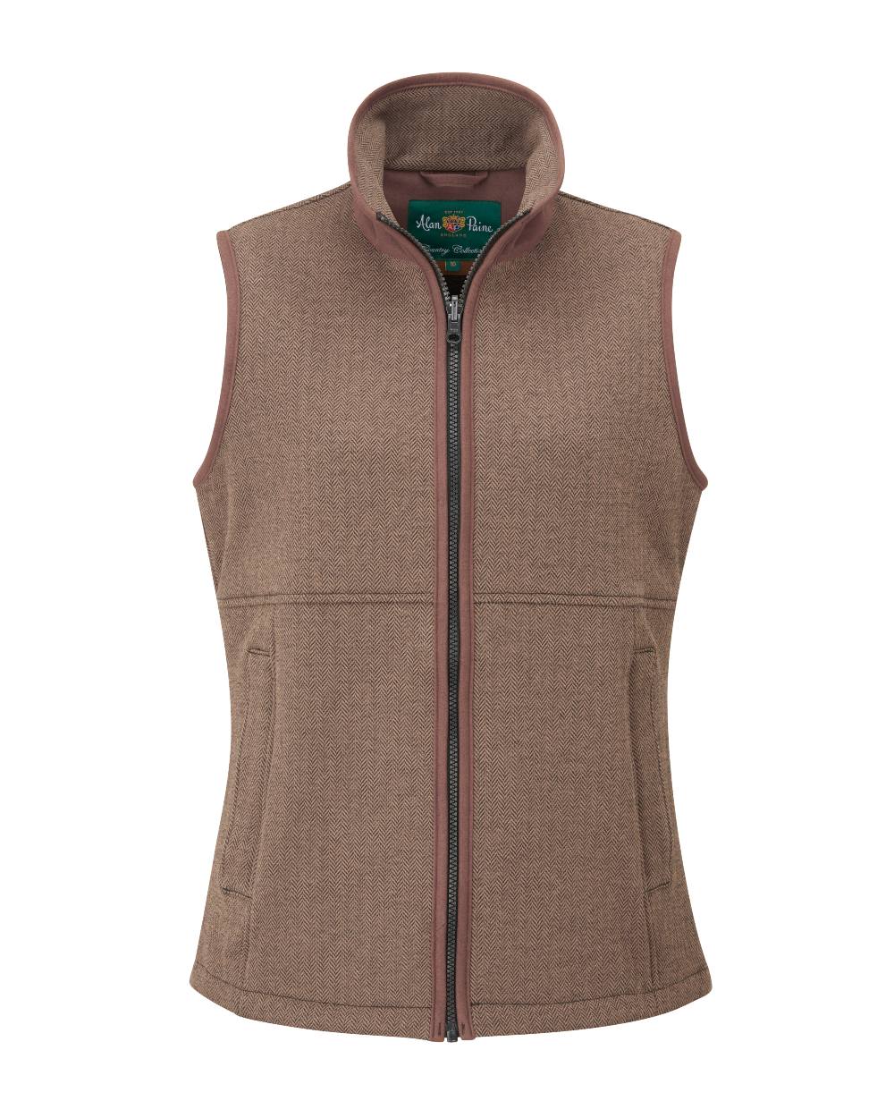 Alan Paine Aylsham Ladies Fleece Gilet in Brown Herringbone 