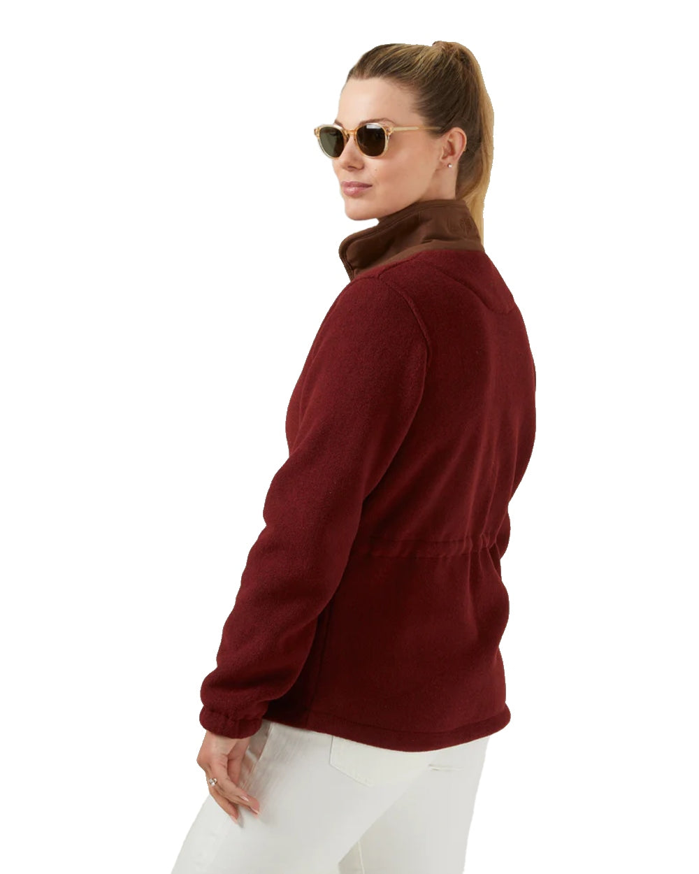 Bloodstone Coloured Alan Paine Aylsham Ladies Fleece Jacket On A White Background 