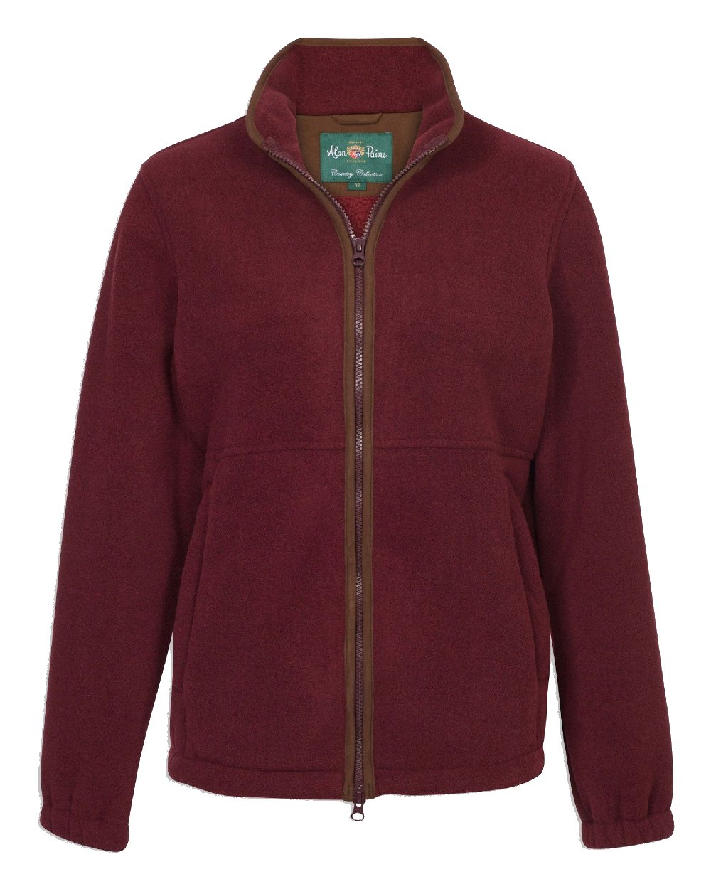 Bordeaux Coloured Alan Paine Aylsham Ladies Fleece Jacket On A White Background 