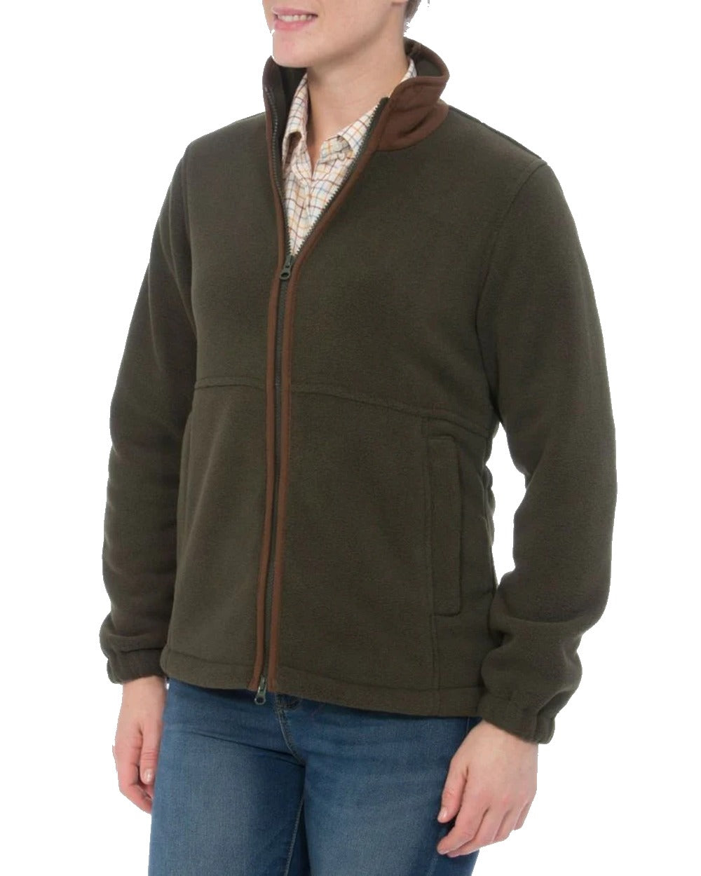 Green Coloured Alan Paine Aylsham Ladies Fleece Jacket On A White Background 