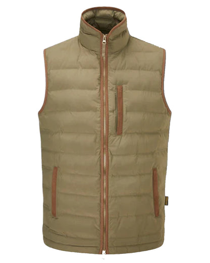 Olive coloured Alan Paine Calsall Waistcoat on white background 