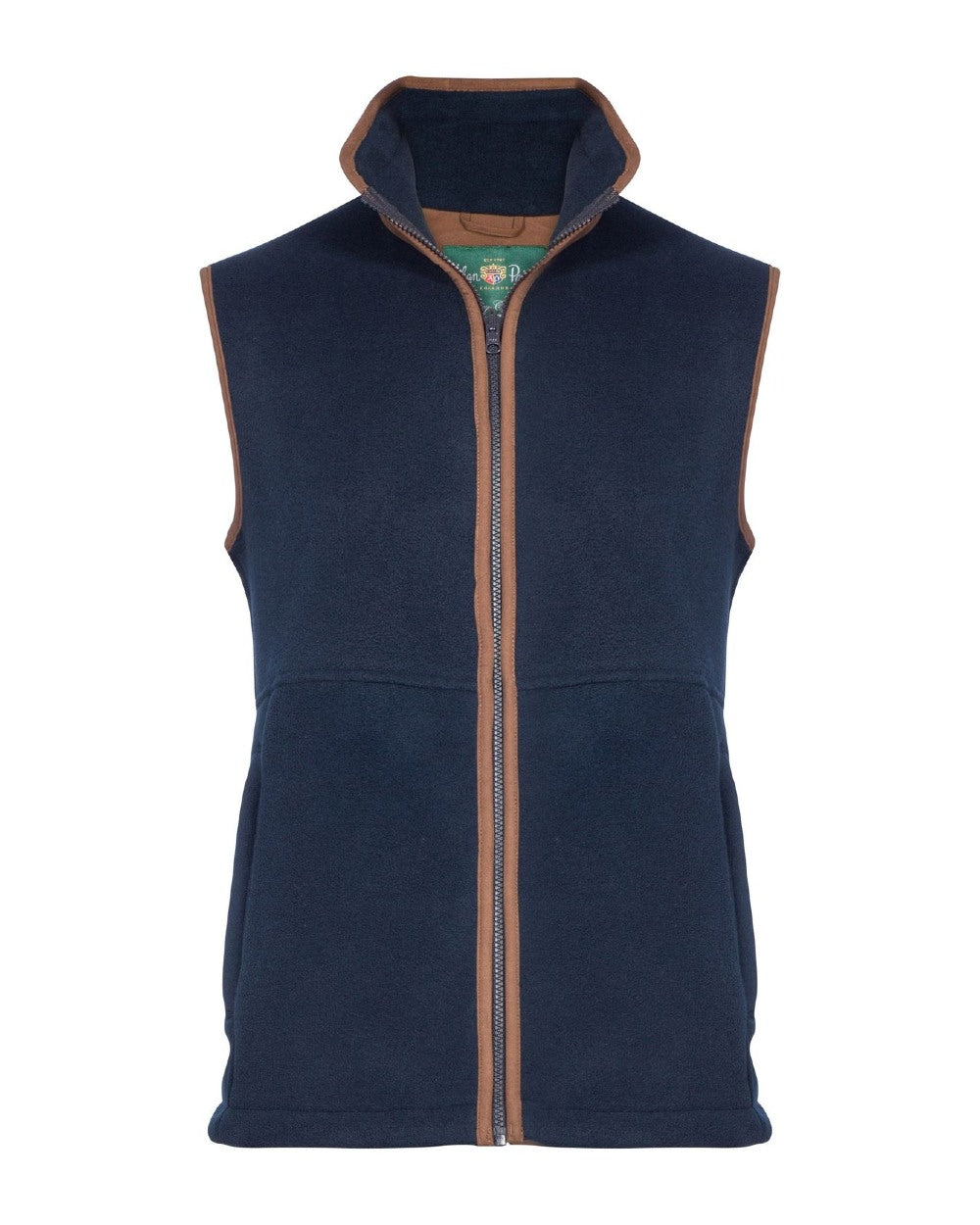 Dark Navy coloured Alan Paine Childrens Aylsham Fleece Gilet on white background 