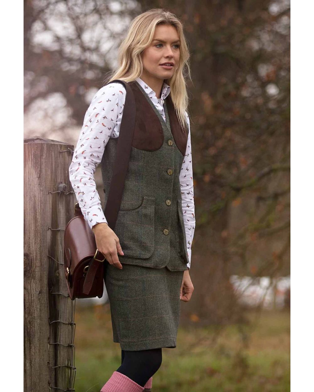Alan Paine Combrook Tweed Skirt in Spruce 